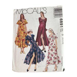 90s McCalls 6891 Misses Dress Pattern Size D 12 14 16 Flared Skirt Vintage UNCUT